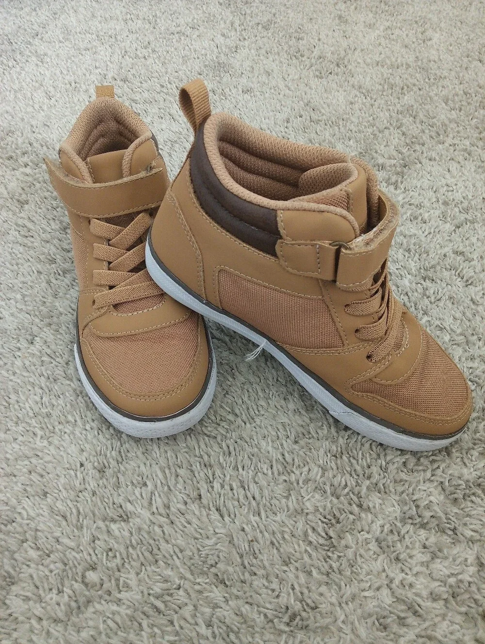 Toddler Boy High-Top Casual Sneakers - Tan Size 13.